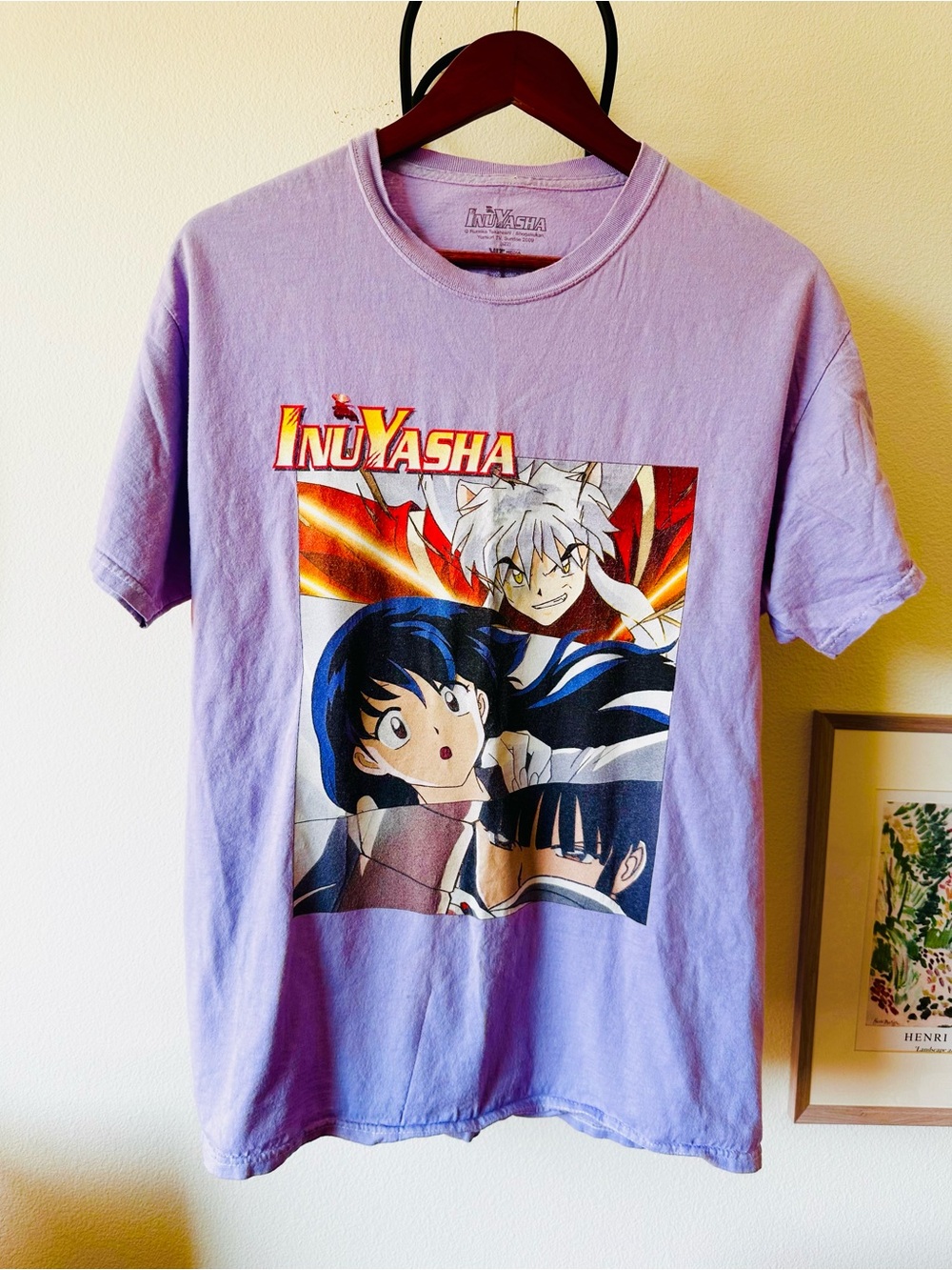 2009 Vintage InuYasha Anime Graphic Tee Lavender Y2K Manga Shirt Medium Large
